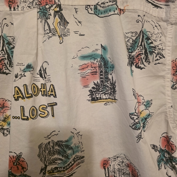 Lost Aloha Tropical White Casual Shirt Button Down Shirt Size Large - Picture 4 of 8